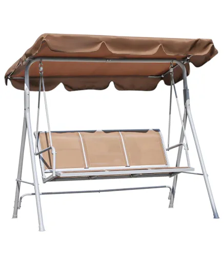 Balancín Jardín Exterior Columpio Exterior de 3 Plazas con Toldo Ajustable Respaldo Transpirable y Marco de Metal para T