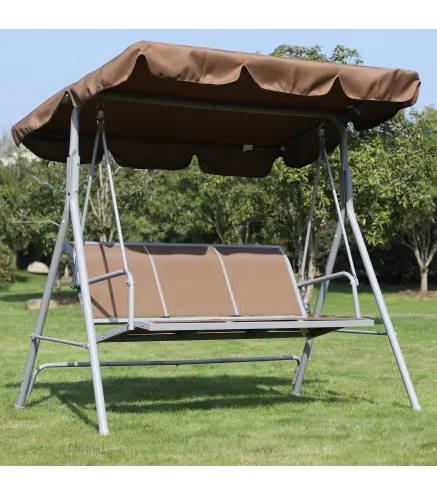 Columpio Jardín Exterior Balancín Jardín Exterior de 3 Plazas con Toldo Ajustable Respaldo Transpirable y Marco de Metal para Te