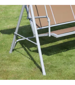 Balancín Jardín Exterior Columpio Exterior de 3 Plazas con Toldo Ajustable Respaldo Transpirable y Marco de Metal para T