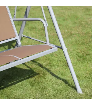 Balancín Jardín Exterior Columpio Exterior de 3 Plazas con Toldo Ajustable Respaldo Transpirable y Marco de Metal para T