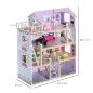 Casa de Muñecas Infantil con Muebles Casa de Muñecas de 4 Pisos con 13 Accesorios 60,5x30x80,5cm Rosa