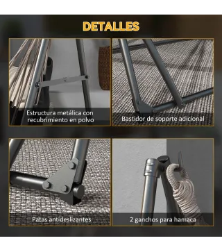 Soporte para Hamaca Plegable 2 en 1 Soporte para Silla Colgante con Estructura de Metal y Bolsa de Transporte Negro