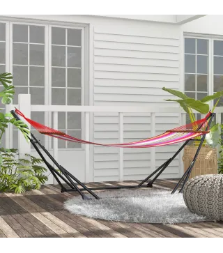 Soporte para Hamaca Plegable 2 en 1 Soporte para Silla Colgante con Estructura de Metal y Bolsa de Transporte Negro