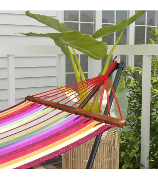 Soporte para Hamaca Plegable 2 en 1 Soporte para Silla Colgante con Estructura de Metal y Bolsa de Transporte Negro