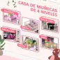 Casa de Muñecas Infantil con Muebles Casa de Muñecas de 4 Pisos con 13 Accesorios 60,5x30x80,5cm Rosa