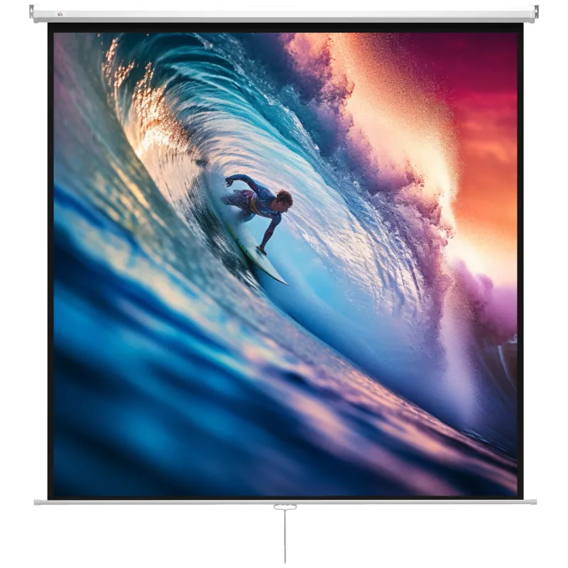 Pantalla de Proyector Manual 120 Pulgadas Pantalla de Proyección Portátil Formato 1:1 para Interior y Exterior Cine en Casa Pati