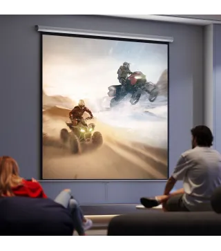 Pantalla de Proyector Manual 120 Pulgadas Pantalla de Proyección Portátil Formato 1:1 para Interior y Exterior Cine en C