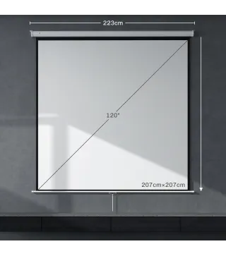Pantalla de Proyector Manual 120 Pulgadas Pantalla de Proyección Portátil Formato 1:1 para Interior y Exterior Cine en C