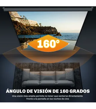 Pantalla de Proyector Manual 120 Pulgadas Pantalla de Proyección Portátil Formato 1:1 para Interior y Exterior Cine en C