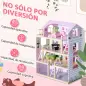 Casa de Muñecas Infantil con Muebles Casa de Muñecas de 4 Pisos con 13 Accesorios 60,5x30x80,5cm Rosa