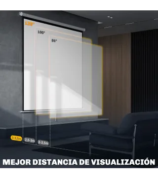 Pantalla de Proyector Manual 120 Pulgadas Pantalla de Proyección Portátil Formato 1:1 para Interior y Exterior Cine en C
