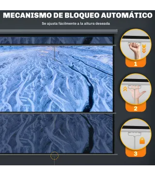 Pantalla de Proyector Manual 120 Pulgadas Pantalla de Proyección Portátil Formato 1:1 para Interior y Exterior Cine en C