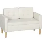 Sofá de 2 Plazas con Espacio de Almacenamiento Patas de Madera Respaldo Capitoné 117x62x78 cm Crema