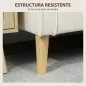 Sofá de 2 Plazas con Espacio de Almacenamiento Patas de Madera Respaldo Capitoné 117x62x78 cm Crema