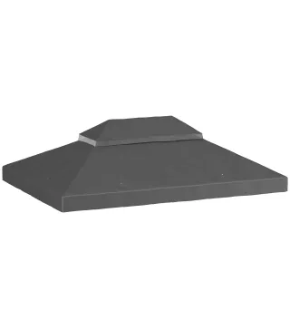 Lona de repuesto para pavellón tela de cenador 4x3 m, doble techo con orificios de drenaje, poliéster 370 g/m², Gris