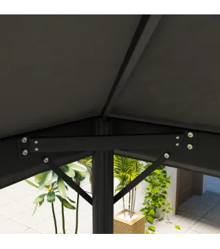 Lona de repuesto para pavellón tela de cenador 4x3 m, doble techo con orificios de drenaje, poliéster 370 g/m², Gris