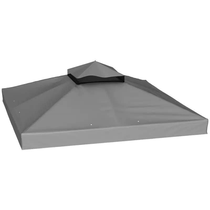 Lona para cenador 3x3 m lona de repuesto para cenador de 2 niveles protección UPF30+ agujeros de drenaje Gris oscuro