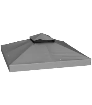Lona para cenador 3x3 m lona de repuesto para cenador de 2 niveles protección UPF30+ agujeros de drenaje Gris oscuro