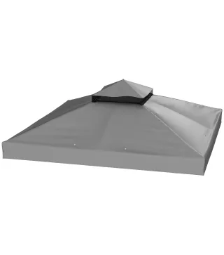 Lona para cenador 3x3 m lona de repuesto para cenador de 2 niveles protección UPF30+ agujeros de drenaje Gris oscuro