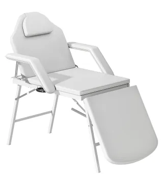 Camilla Masaje Plegable Portátil de 3 Zonas con Respaldo Ajustable Reposacabezas Reposabrazos 182x82x68 cm Blanco