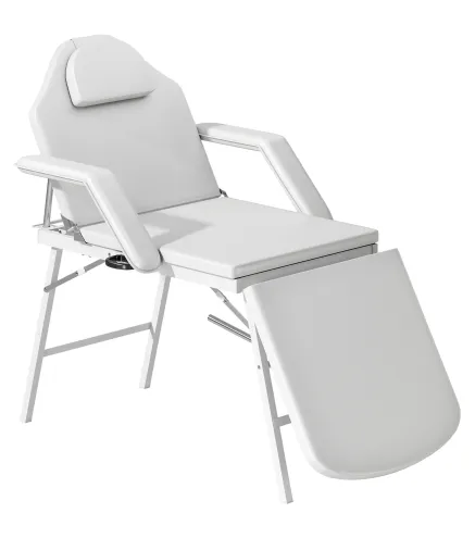 Camilla Masaje Plegable Portátil de 3 Zonas con Respaldo Ajustable Reposacabezas Reposabrazos 182x82x68 cm Blanco