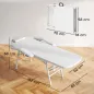 Camilla Masaje Plegable Portátil de 3 Zonas con Respaldo Ajustable Reposacabezas Reposabrazos 182x82x68 cm Blanco