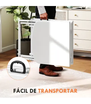 Camilla Masaje Plegable Portátil de 3 Zonas con Respaldo Ajustable Reposacabezas Reposabrazos 182x82x68 cm Blanco