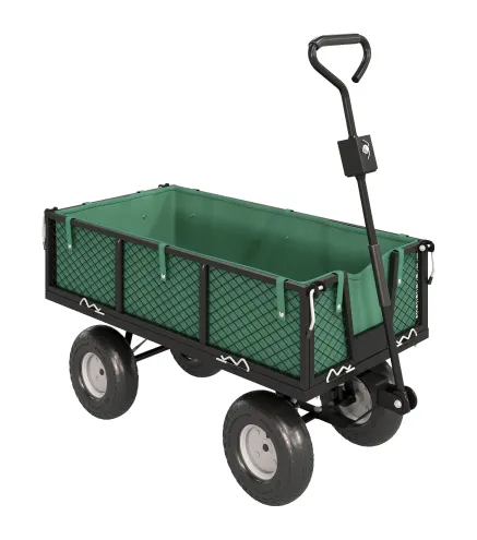 Carrito de Jardín con Ruedas Grandes Asa Ajustable y Bolsa Impermeable Removible Carga 300 kg 105x51x54 cm Verde