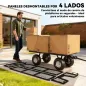 Carrito de Jardín con Ruedas Grandes Asa Ajustable y Bolsa Impermeable Removible Carga 300 kg 105x51x54 cm Verde