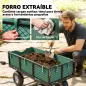 Carrito de Jardín con Ruedas Grandes Asa Ajustable y Bolsa Impermeable Removible Carga 300 kg 105x51x54 cm Verde