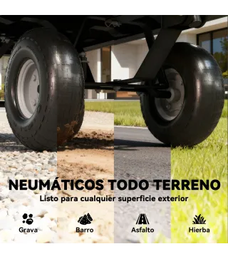 Carrito de Jardín con Ruedas Grandes Asa Ajustable y Bolsa Impermeable Removible Carga 300 kg 105x51x54 cm Verde