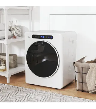 Secadora de Evacuación 3 KG 1000W Función Antiarrugas Función Esterilizar Temporizador Pantalla LED Táctil Blanco