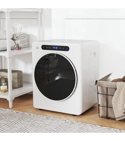 Secadora de Evacuación 3 KG 1000W Función Antiarrugas Función Esterilizar Temporizador Pantalla LED Táctil Blanco