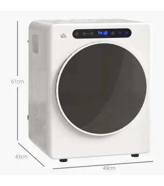 Secadora de Evacuación 3 KG 1000W Función Antiarrugas Función Esterilizar Temporizador Pantalla LED Táctil Blanco