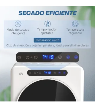 Secadora de Evacuación 3 KG 1000W Función Antiarrugas Función Esterilizar Temporizador Pantalla LED Táctil Blanco