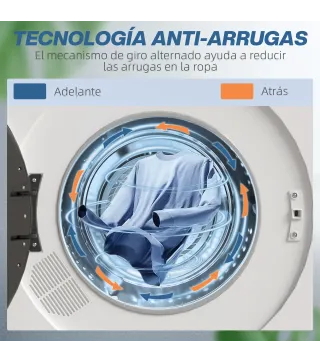 Secadora de Evacuación 3 KG 1000W Función Antiarrugas Función Esterilizar Temporizador Pantalla LED Táctil Blanco