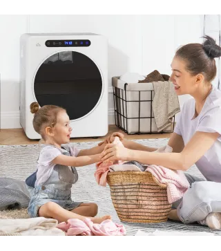 Secadora de Evacuación 3 KG 1000W Función Antiarrugas Función Esterilizar Temporizador Pantalla LED Táctil Blanco