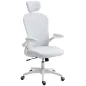 Silla de Oficina de Malla con Respaldo Alto Reposacabezas Ajustable Soporte Lumbar 4D 62x64x120 cm Blanco