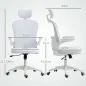 Silla de Oficina de Malla con Respaldo Alto Reposacabezas Ajustable Soporte Lumbar 4D 62x64x120 cm Blanco
