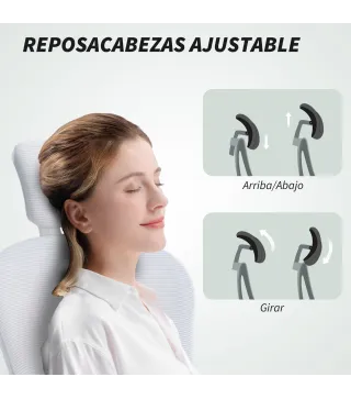 Silla de Oficina de Malla con Respaldo Alto Reposacabezas Ajustable Soporte Lumbar 4D 62x64x120 cm Blanco