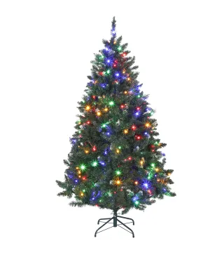 Árbol de Navidad de Abeto 180 cm con Luces LED 9 Modos de Iluminación 802 Ramas con Nieve Artificial Verde