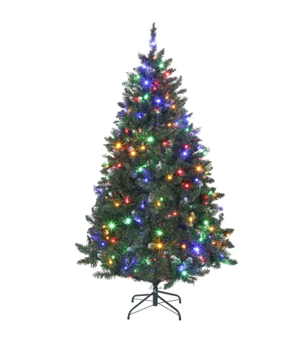 Árbol de Navidad de Abeto 180 cm con Luces LED 9 Modos de Iluminación 802 Ramas con Nieve Artificial Verde