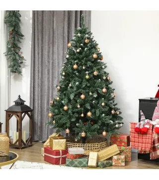 Árbol de Navidad de Abeto 180 cm con Luces LED 9 Modos de Iluminación 802 Ramas con Nieve Artificial Verde