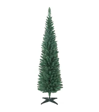 Árbol de Navidad Estrecho 180 cm con 321 Ramas Soporte Metálico Fácil de Montar para Interior Verde