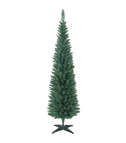Árbol de Navidad Estrecho 180 cm con 321 Ramas Soporte Metálico Fácil de Montar para Interior Verde