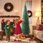 Árbol de Navidad Estrecho 180 cm con 321 Ramas Soporte Metálico Fácil de Montar para Interior Verde