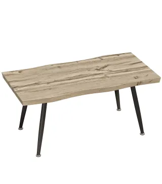 Mesa de Centro Curva Mesa baja para Salón Moderno con Tablero Grueso de 4 cm Patas de Acero 100x50x45 cm Roble