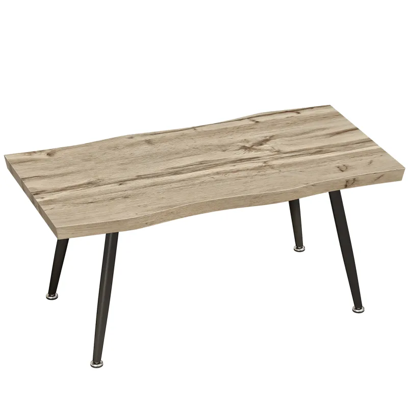 Mesa de Centro Curva Mesa baja para Salón Moderno con Tablero Grueso de 4 cm Patas de Acero 100x50x45 cm Roble