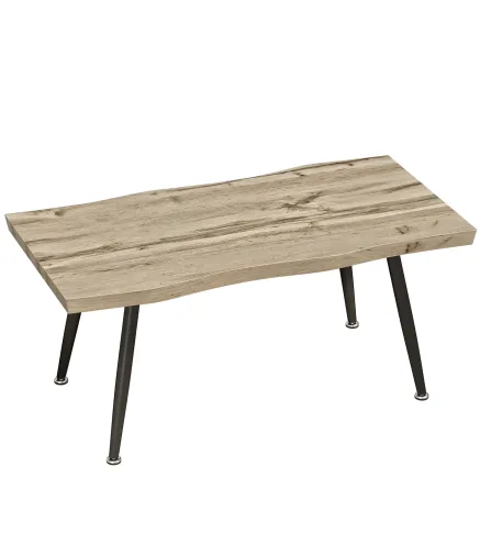 Mesa de Centro Curva Mesa baja para Salón Moderno con Tablero Grueso de 4 cm Patas de Acero 100x50x45 cm Roble
