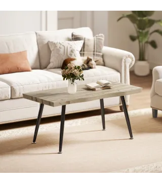 Mesa de Centro Curva Mesa baja para Salón Moderno con Tablero Grueso de 4 cm Patas de Acero 100x50x45 cm Roble